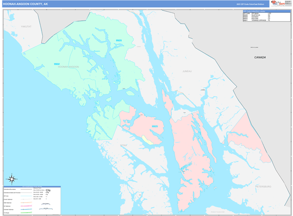 Hoonah Angoon County Wall Map Color Cast Style